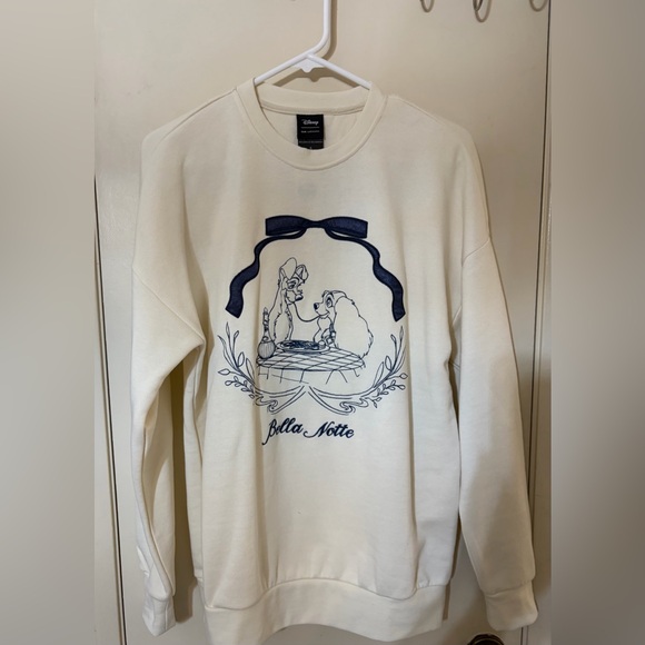 Disney Sweaters - Our Universe Disney Lady and the Tramp Cream Crewneck Sweater with Navy Design